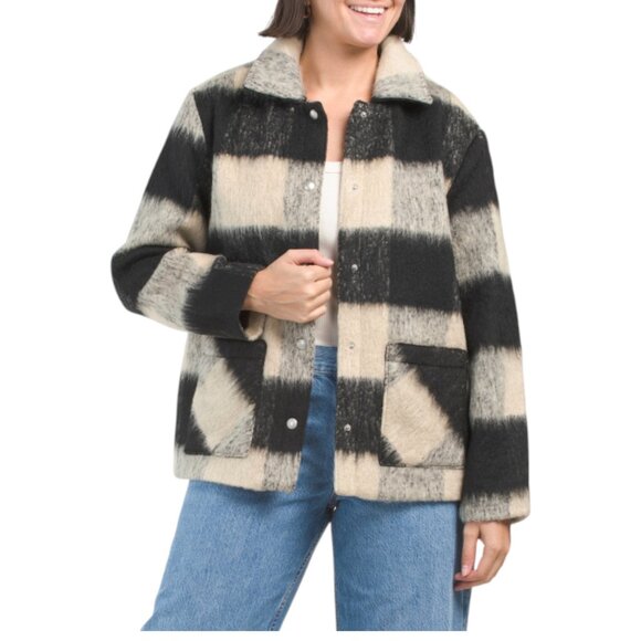 Blank NYC Jackets & Blazers - BLANK NYC Black Multi Wool Blend Out Of Line Jacket